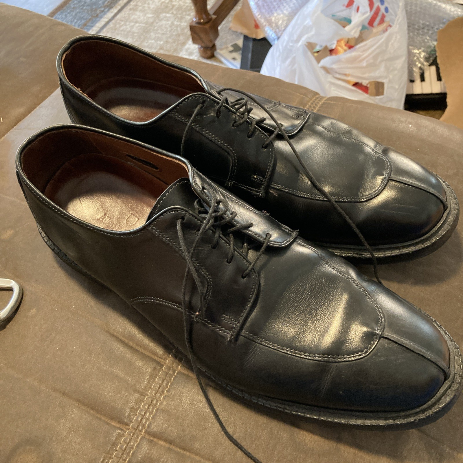 SAOLA Allen Edmonds Ashton 1608 suola in gomma derby punta divisa in pelle nera 13p