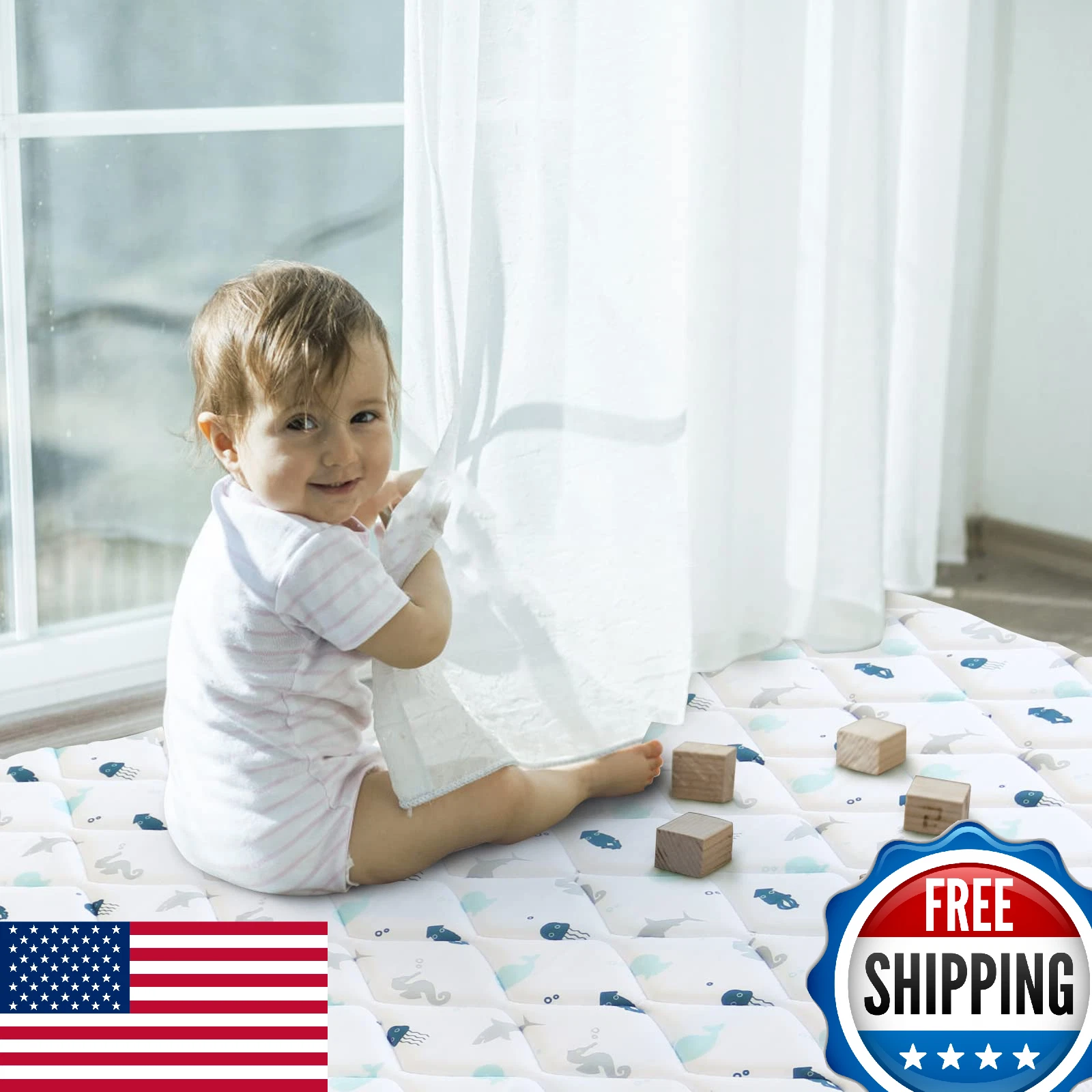 Premium Foam Baby Play Mat 50"x50": Soft, Thick, Non-Slip, Safe for Infants/Todd