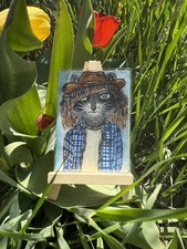 ACEO Art Card Original Raccoon Carl #2 Watercolor 2.5in X 3.5in