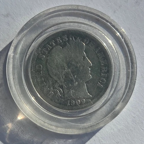 1909 United States Barber Silver Dime  Circulated