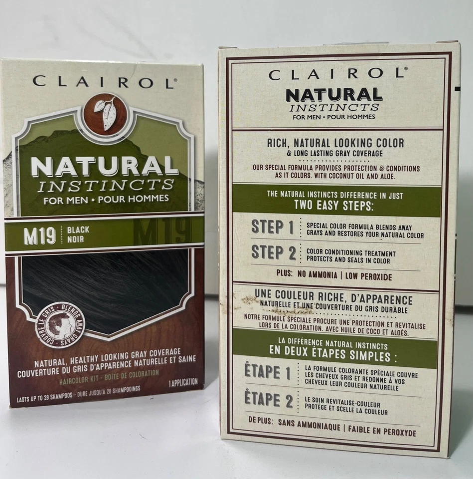 2x Clairol Natural Instincts for Men M19 Black Ammonia-Free Hair Color Kit - NEW - Image 3 of 4