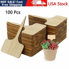 UP 100PCS Bamboo Plant Labels Flower Garden T-tags Nursey Seeding Marker Tool