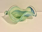 VINTAGE MURANO! Green & Blue Swirl~Murano Art Glass  Eight Inches Diameter