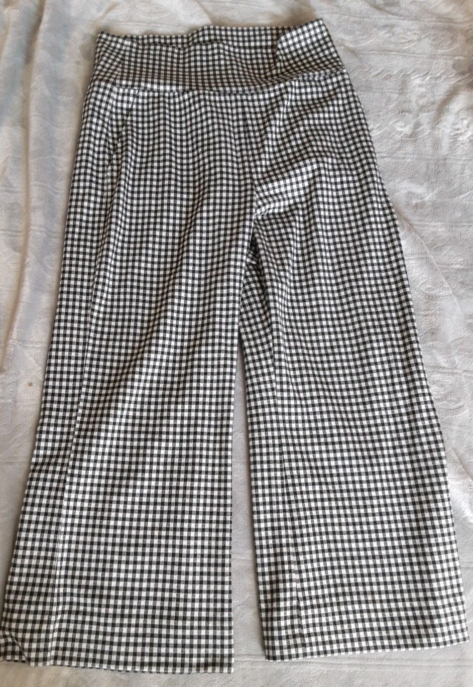 Cabi Bombshell Gingham Wide Leg Crop Pants Womens Size Large
