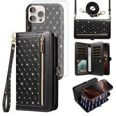 Asuwish Phone Case for iPhone 16 Pro Zipper Wallet Detachable Magnetic Cell C...