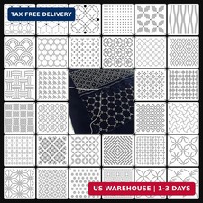 32 PCS Sashiko Stencil Kit, 5.1 x 5.1 Inch Plastic Geometric Sashiko Pattern Tem
