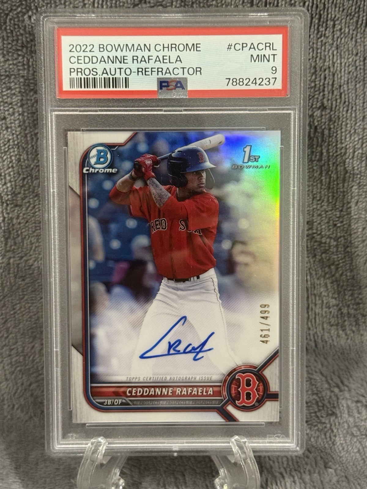 2022 1st Bowman Chrome CEDDANNE RAFAELA  Refractor Auto /499 PSA 9 RedSox Rookie