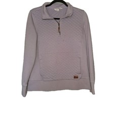 LL Bean Womens Quilted Quarter Zip Pullover in Gray Lavender Size Medium