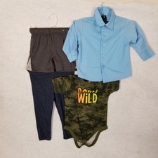 MIXED LOT OF 4 Boys Clothing 1 Long Pants 1 Shorts 1 Bodysuit 1 Button Shirt