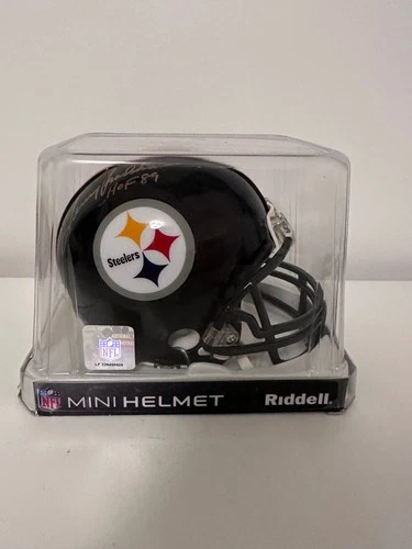 Terry Bradshaw Signed HOF 89 Black Riddell Mini Helmet Pittsburgh Steelers