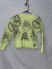 The Grinch Justice Girl Neon Fuzzy Sweater All Over Grinch M 10 Dr Seuss