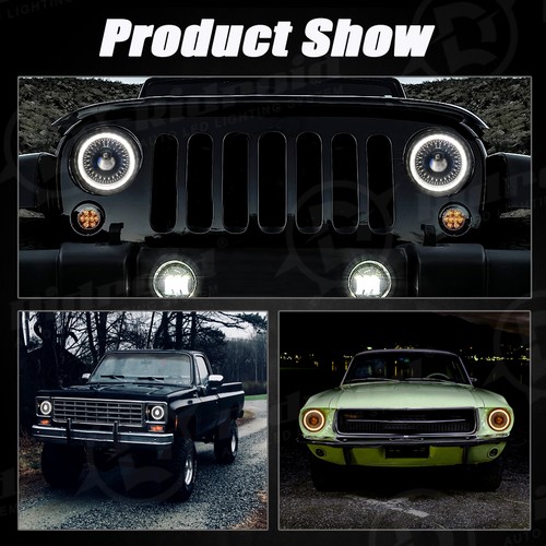 Pair 7" Inch Round LED Headlights Halo Angel Eyes For Jeep Wrangler JK LJ TJ CJ - Picture 3 of 24