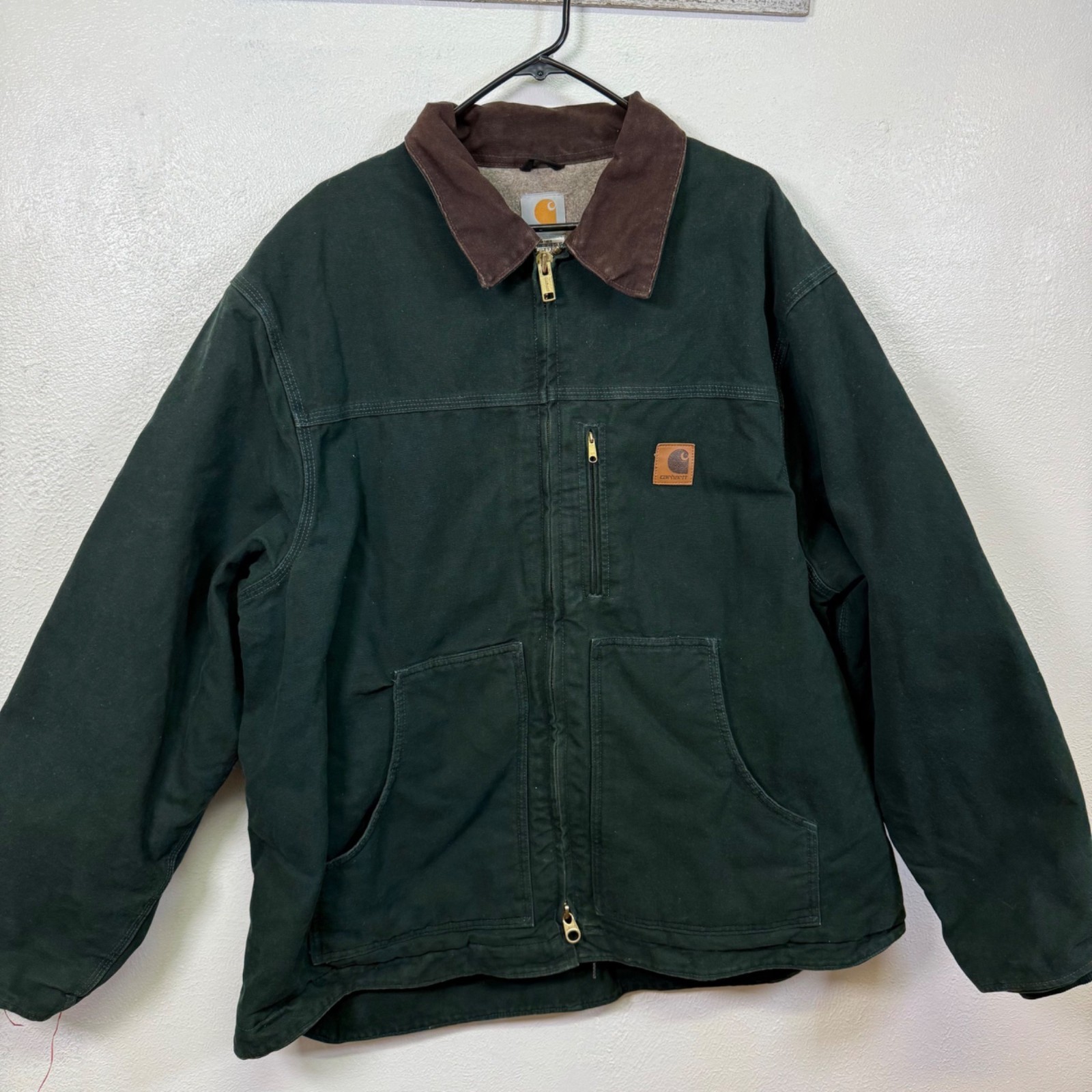 Carhartt C61 SPC Spruce Green Mens 2XL R Sherpa Lined Work  Jacket Canvas Chore