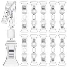 50 Pcs Clear Rotatable Merchandise Clip on Sign Holder Plastic Tag Clip Q4E4