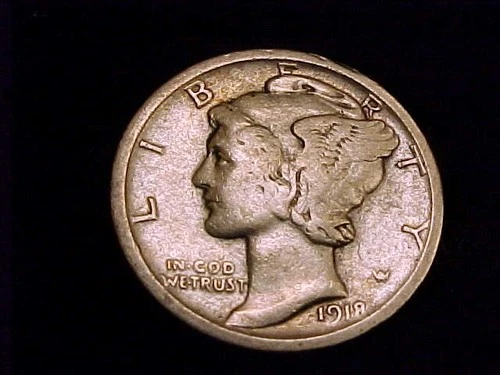 1918-S Mercury Dime, Very Good Grade.