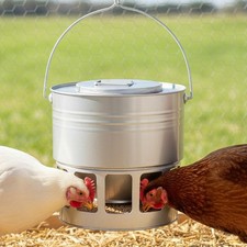 KOL 20lb Hanging Metal Chicken Feeder No Waste, Adjustable Poultry