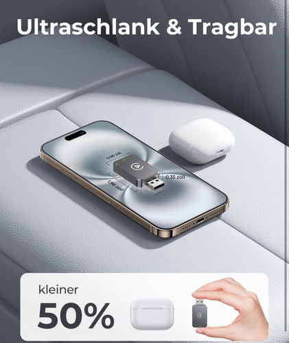 Adattatore Wireless CarPlay Android Auto 2in1 Plug Play per iOS Android Grigio - Foto 5 di 7