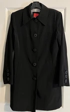 Sleek Esprit Long Rain Trench Coat Lined Large Buttons Front and Cuffs Size M