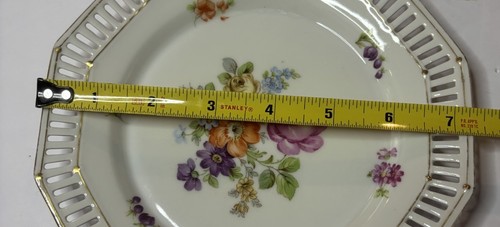 Set Of 4 Vintage Bavaria Schumann Pieced Edge Floral Porcelain Small Plates 5” - Picture 10 of 11