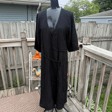 NWT Everlane Black Textured Wrap Midi Dress Minimalist Chic