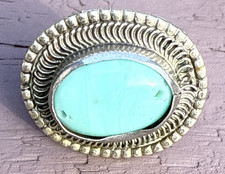 Navajo Native American Style Silver Tone Ring Vintage Light Blue Stone Size 9