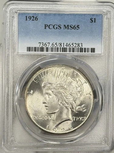 1926-P $1 Peace Dollar PCGS MS65 90% Silver Philadelphia One US Coin WOW!