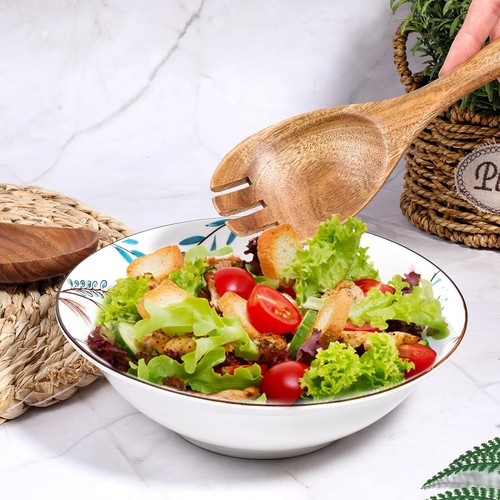 Salad Fork and Spoon 10.2 Inches Acacia Wooden Forks and Spoons Wooden Salad ... - Picture 4 of 8