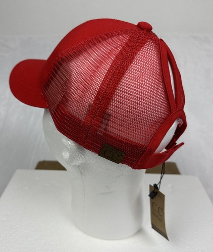 CC Ponycap Messy High Bun Pferdeschwanz wasserabweisend Mesh rot sportlich CC Cap - Bild 3 von 8