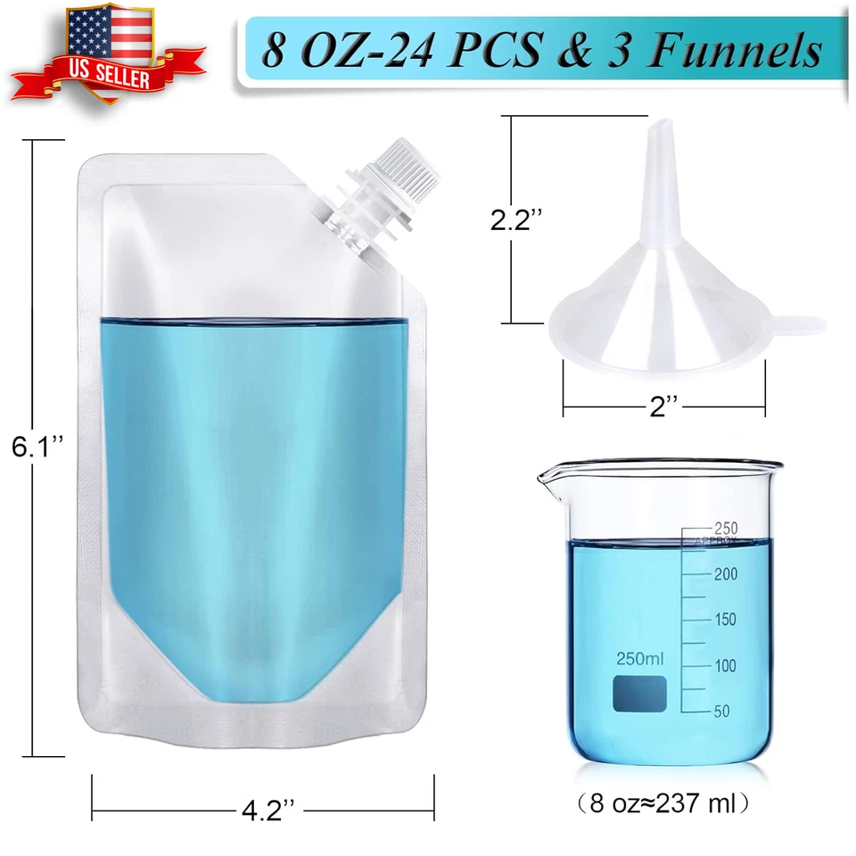 Frascos de plástico reutilizables de 8 OZ, bolsas de bebidas aptas para viajar Foto 2 de 4