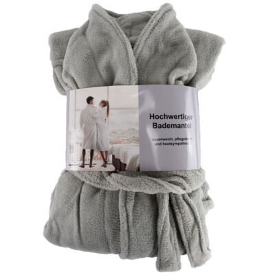 Hochwertiger unisex Bademantel in Grau S - XL extra weiche Struktur