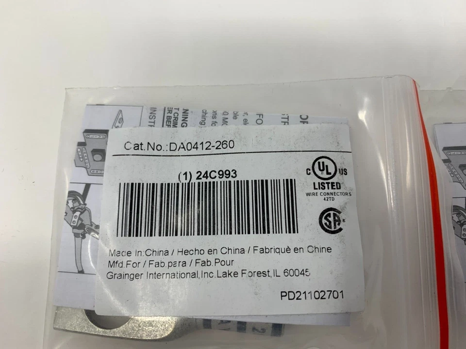 Grainger Huya 24C993 1-Hole Compression Copper Lug 4/0 AWG 1/2" Stud Lot of 4 - Image 2 of 3