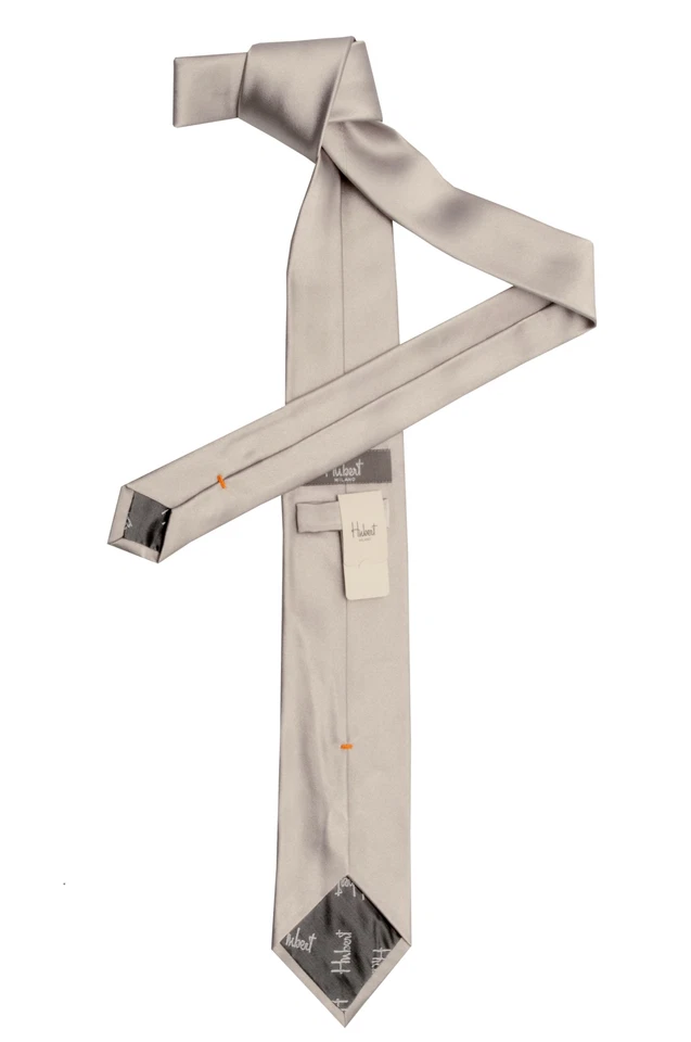 Cravatta Hubert Milano Argento 100% Seta - Immagine 2 di 2