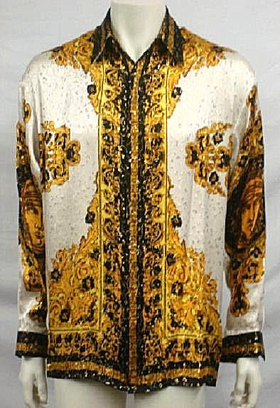 Chemise homme en soie vintage – manches longues – Style rétro chic - France