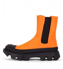 Jeffrey Campbell Women Tough Guy Orange Stretch Chelsea Lug Sole Boots Size 8 US