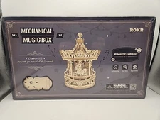 ROKR 3D Wooden Puzzle Romantic Carousel DIY Music Box Creative Craft Toys Gift