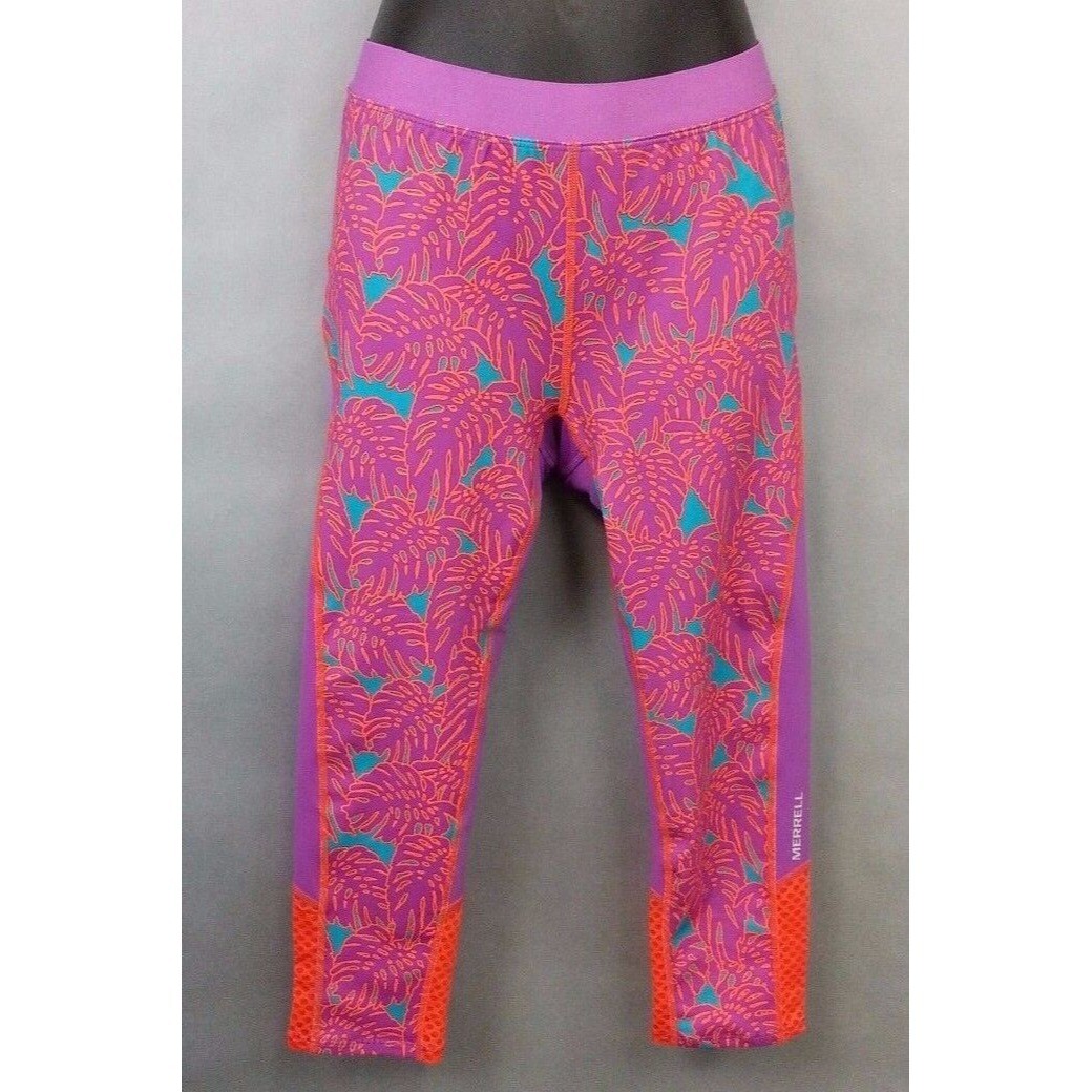 MERRELL Pantaloni da yoga Merrill Active Mistique Capri nuovi con etichette taglia XS rosa viola