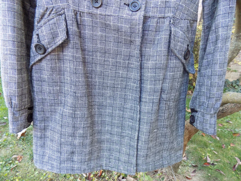 Abrigo Chaqueta Vestido Brooklyn Industry Tweed Cuadros Negro Blanco Estilo De Colección Talla XS Foto 4 de 4