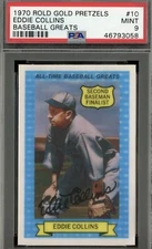 1970 Rold Gold Pretzels Baseball Greats #10 Eddie Collins PSA 9 MINT HOF BEAUTY