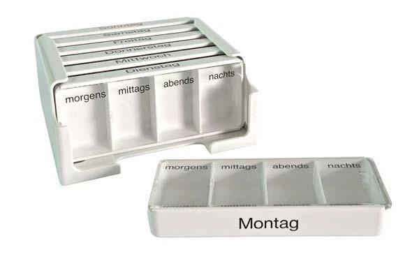 Medi-7 Medikamentendosierer 7 Tage Schiebedeckel 4-Fächer Weiß 12x11x4,5cm - Bild 1 von 1
