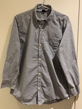 Gap Kids Button Down Shirt Boys Size XXL 14-16 Blue Plaid Long Sleeve Cotton