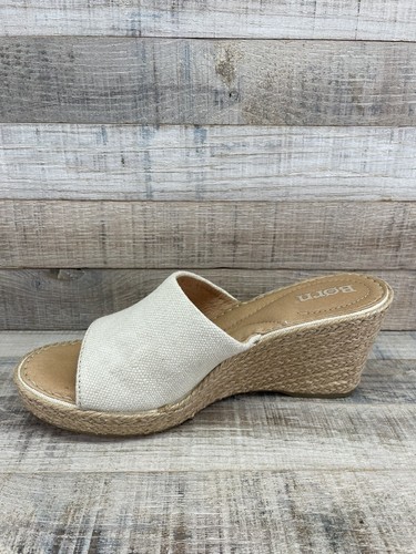 Sandalias para mujer Born Tela Superior Cuero Revestimiento Yute Cuña Tacón Alto Talla 7 - Imagen 4 de 8