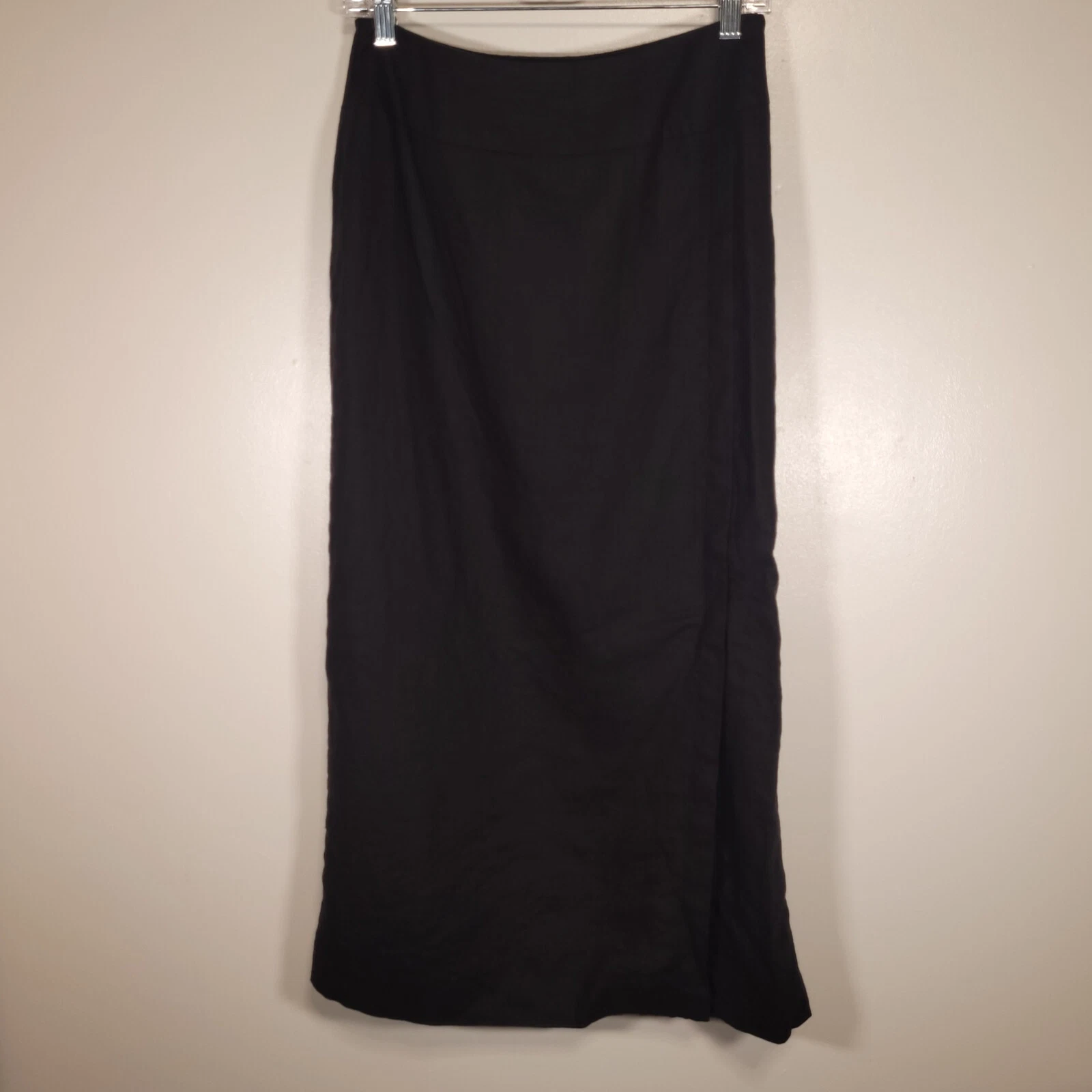 Pursuit Ltd. Size 8 Black 100% Linen Skirt 30" x 34"