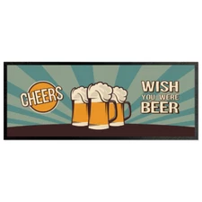 Wish You Were Beer Bar Runner Cocktail Party Bar Mat Man Cave Bar Accessory