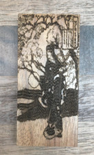 Japanese Woodcut Engraved USB 2.0 Flash Drive 16gb Walnut Wood Memory Stick
