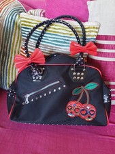 Borsa a mano Banned nera gotica punk emo rockabilly teschio di zucchero