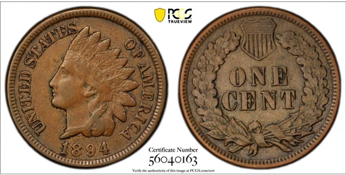 1894 INDIAN CENT PCGS XF45 040163