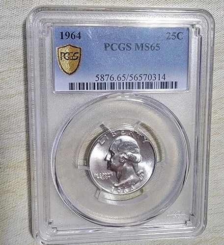 1965 Washington Quarter PCGS Gold Shield MS65