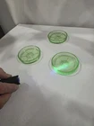 Vintage Federal Glass Uranium Glass Coasters Set of 3  Sunburst Pattern Vaseline