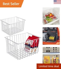 Convenient Wire Organizer Bins for Freezers - 11'' x 10'' x 7'' Size Set of 2