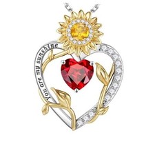 Sunflower Gifts for Women - S925 Sterling Silver 01-Jan-Created Garnet